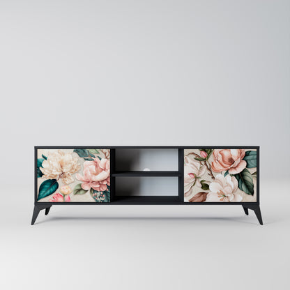 FLORAL GRACE 2-dörrars TV-bänk i svart finish