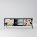 FLORAL GRACE 2-Door TV Stand in Black Finish