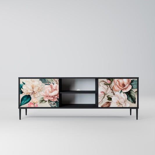 FLORAL GRACE 2-dörrars TV-bänk i svart finish