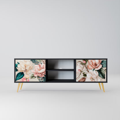 FLORAL GRACE 2-dörrars TV-bänk i svart finish