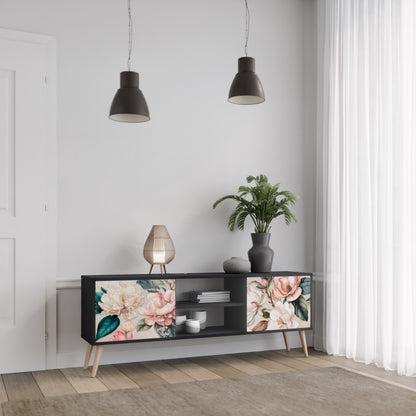 FLORAL GRACE 2-dörrars TV-bänk i svart finish