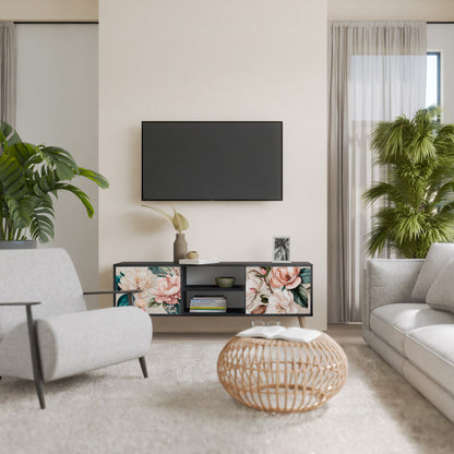 FLORAL GRACE 2-dörrars TV-bänk i svart finish