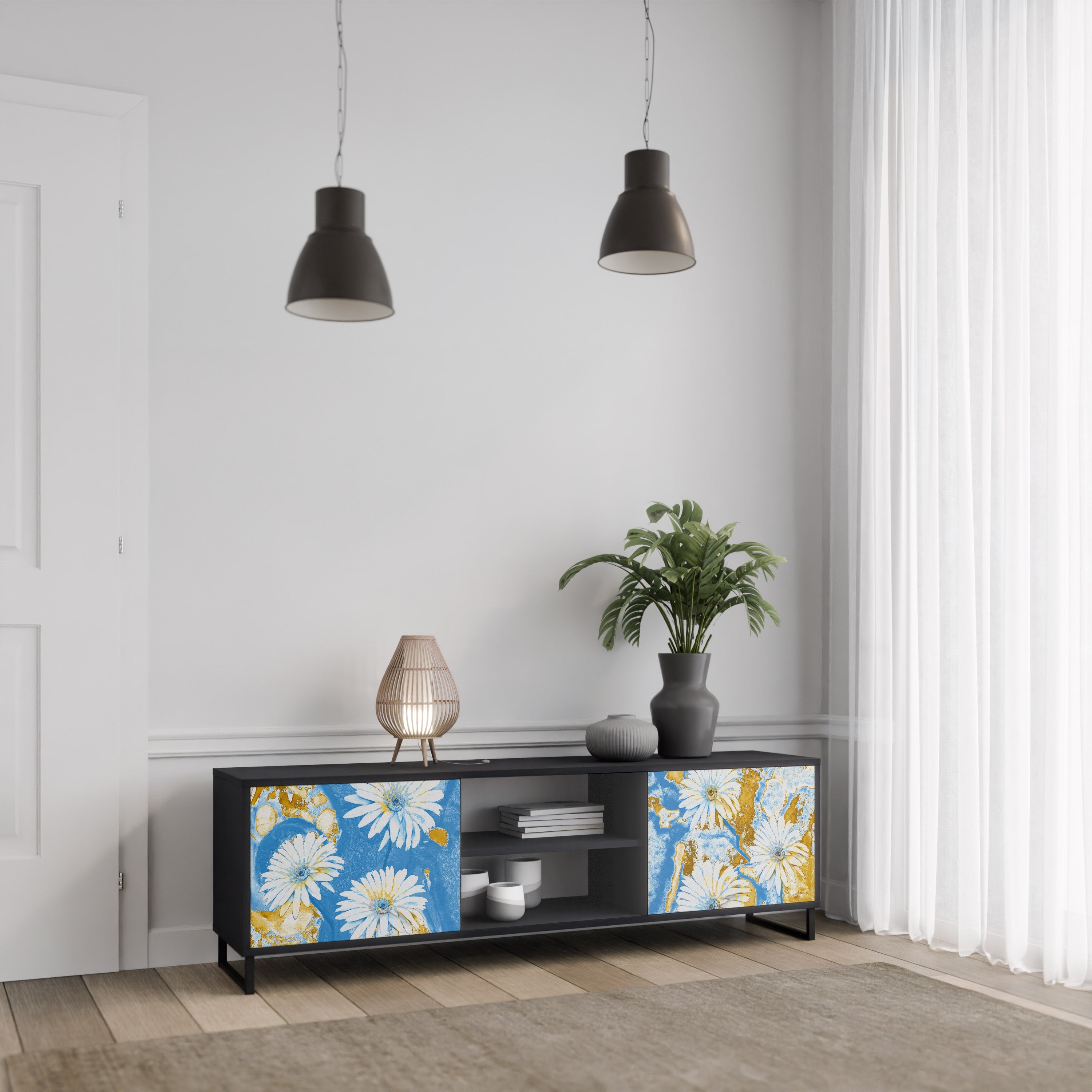 DAISY LUXE 2-dörrars TV-bänk i svart finish