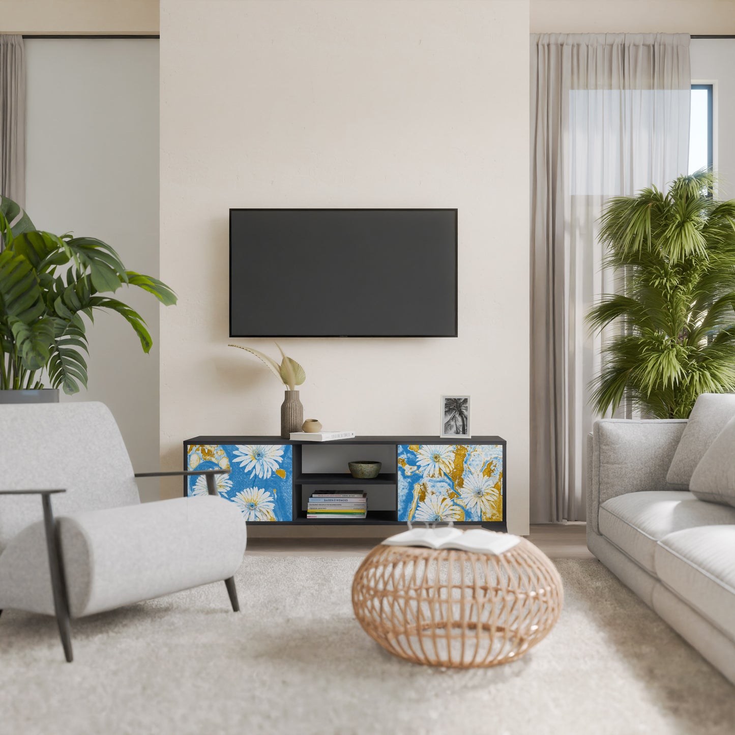 DAISY LUXE 2-dörrars TV-bänk i svart finish