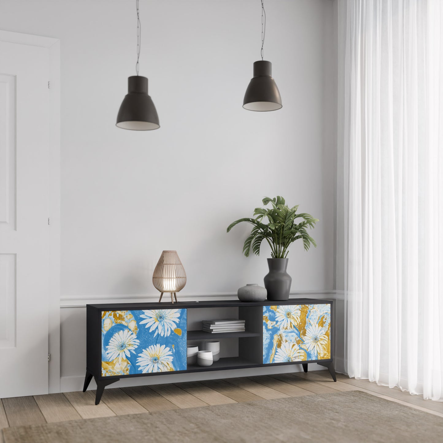 DAISY LUXE 2-dörrars TV-bänk i svart finish