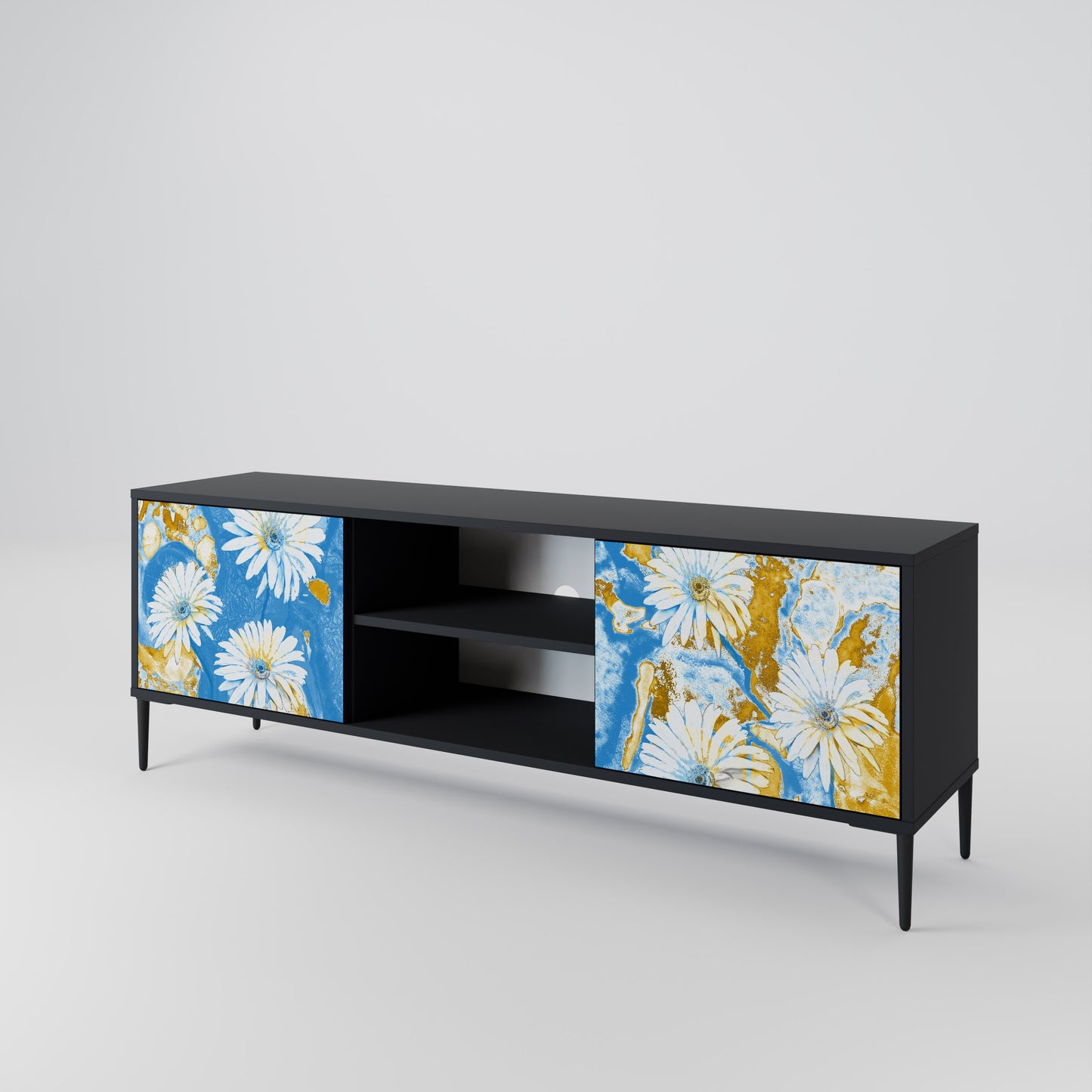 DAISY LUXE 2-dörrars TV-bänk i svart finish