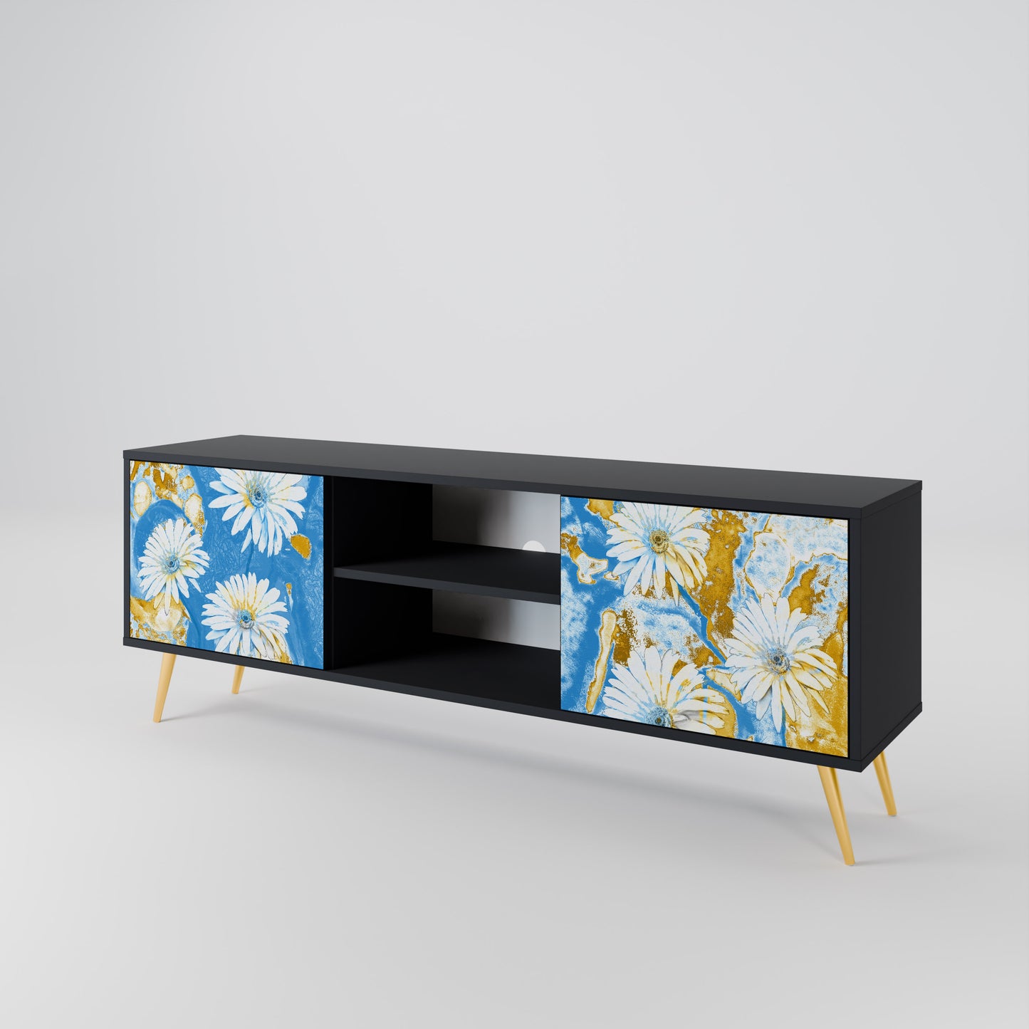 DAISY LUXE 2-dörrars TV-bänk i svart finish