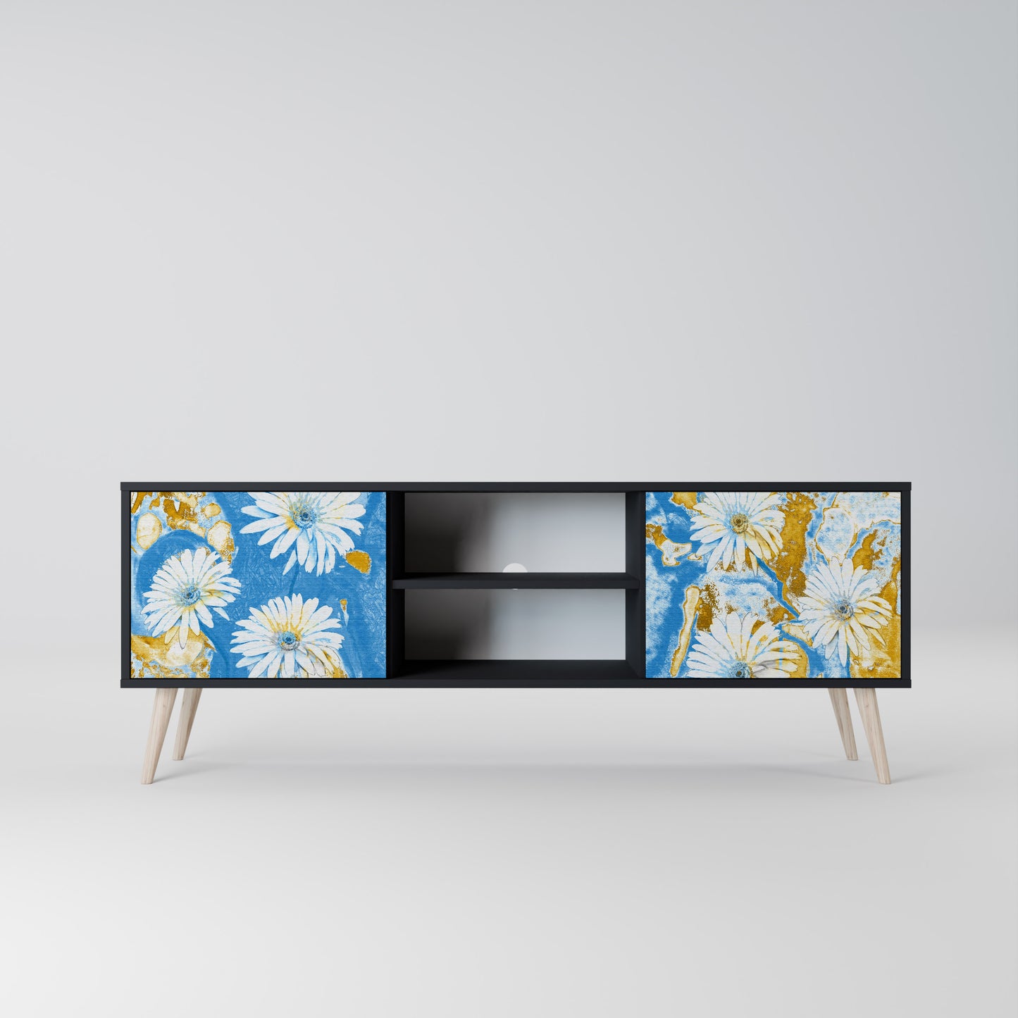 DAISY LUXE 2-dörrars TV-bänk i svart finish