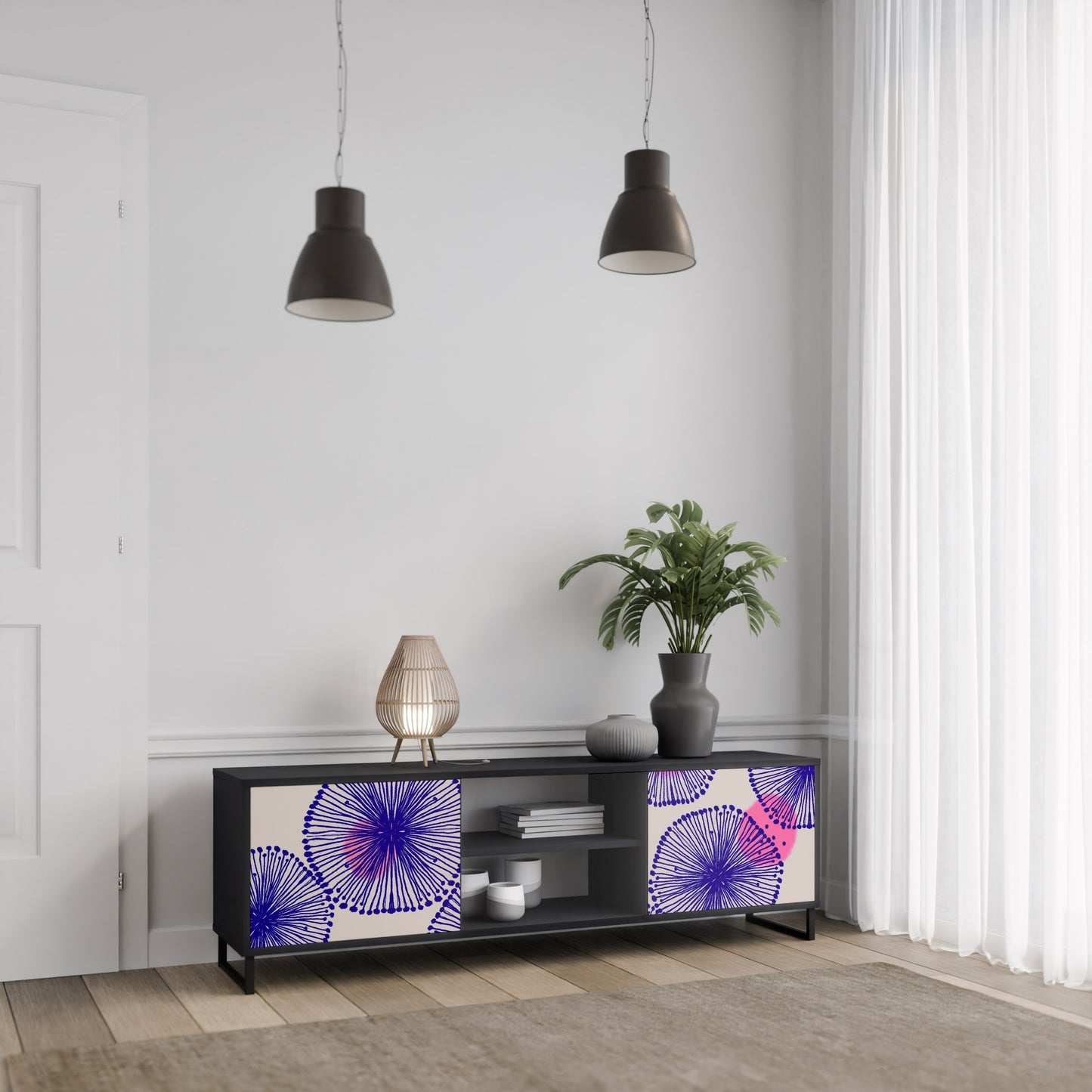 MAGIC NATURE 2-dörrars TV-bänk i svart finish