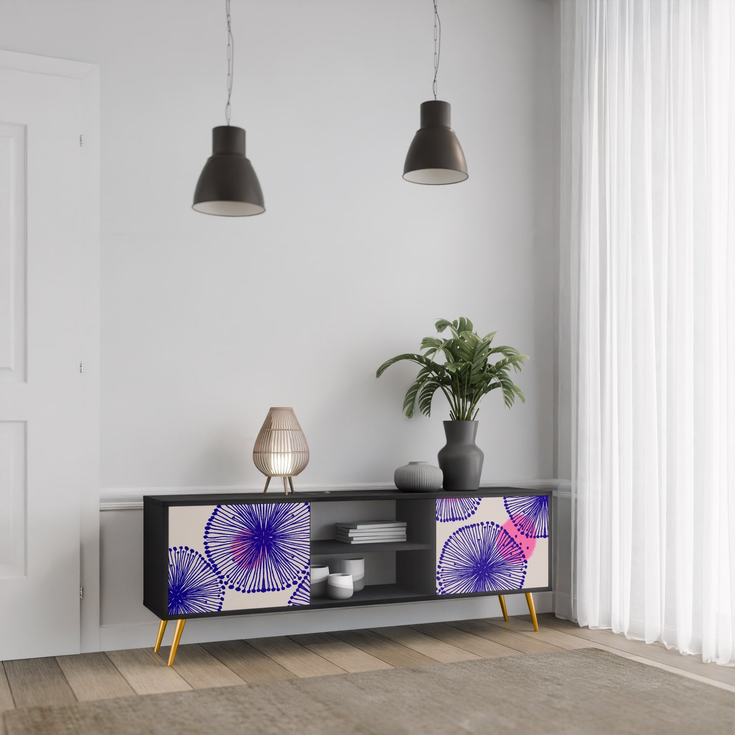 MAGIC NATURE 2-dörrars TV-bänk i svart finish