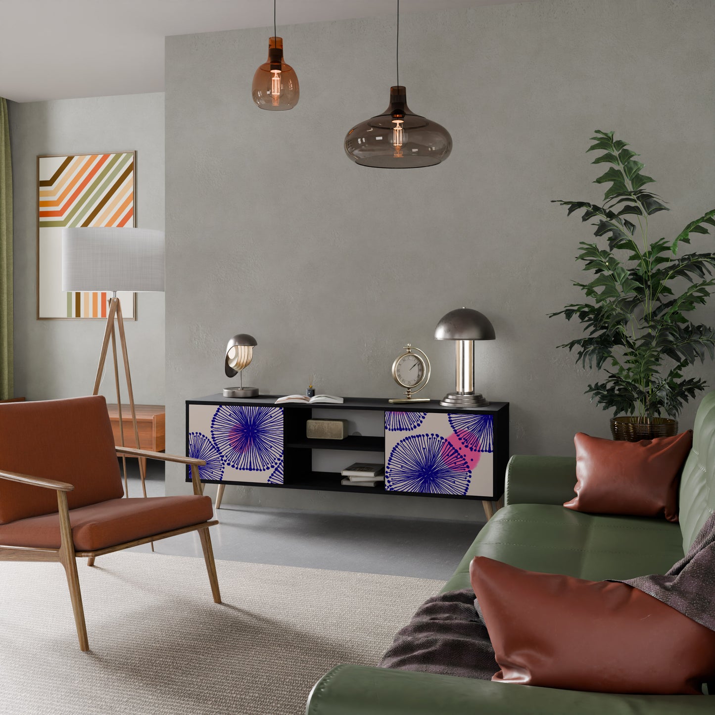 MAGIC NATURE 2-dörrars TV-bänk i svart finish