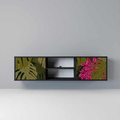 TROPICAL BEAUTY TV-bänk med 2 dörrar i svart finish
