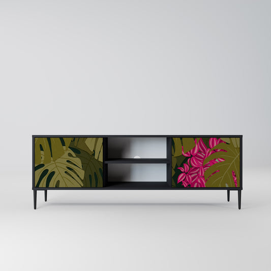 TROPICAL BEAUTY TV-bänk med 2 dörrar i svart finish