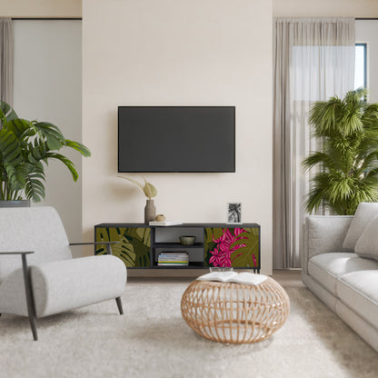 TROPICAL BEAUTY TV-bänk med 2 dörrar i svart finish