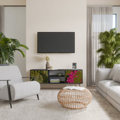 TROPICAL BEAUTY TV-bänk med 2 dörrar i svart finish