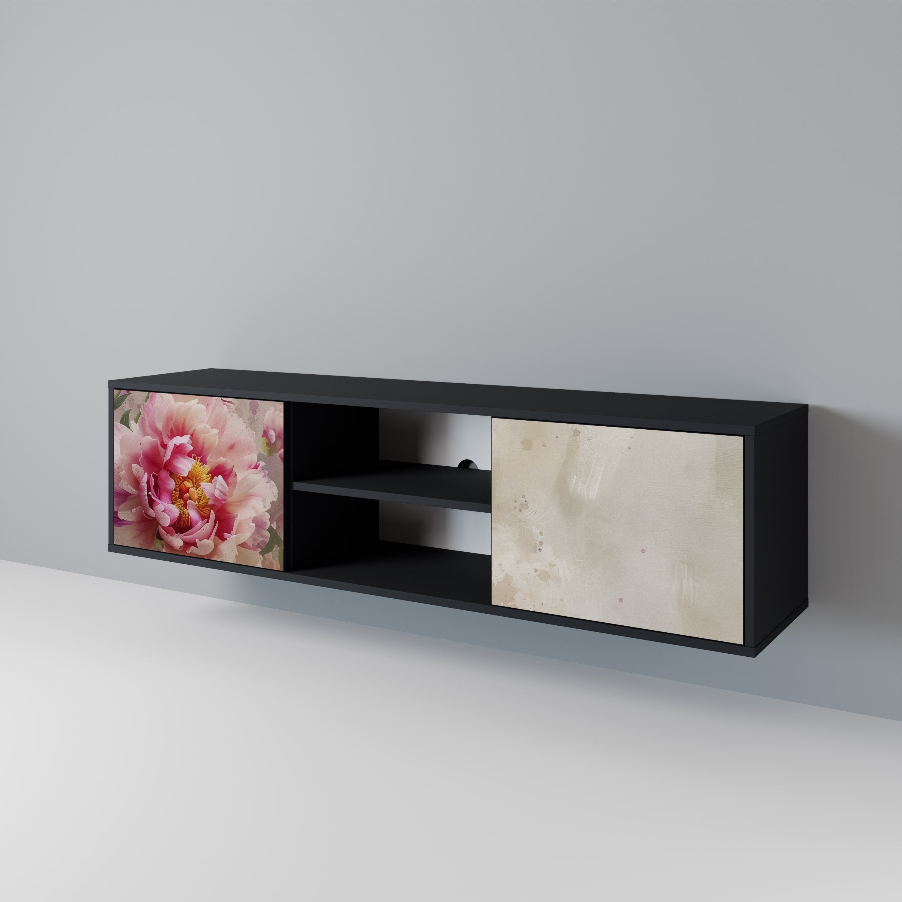 PEONY WHISPER TV-bänk med 2 dörrar i svart finish