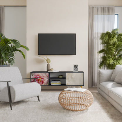 PEONY WHISPER TV-bänk med 2 dörrar i svart finish