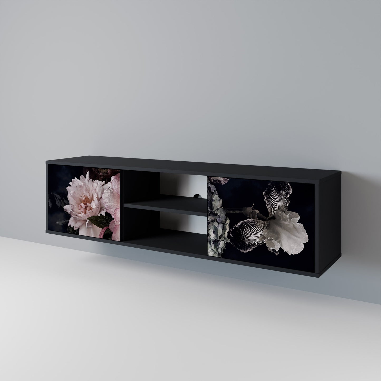 PURE BLOSSOM 2-dörrars TV-bänk i svart finish