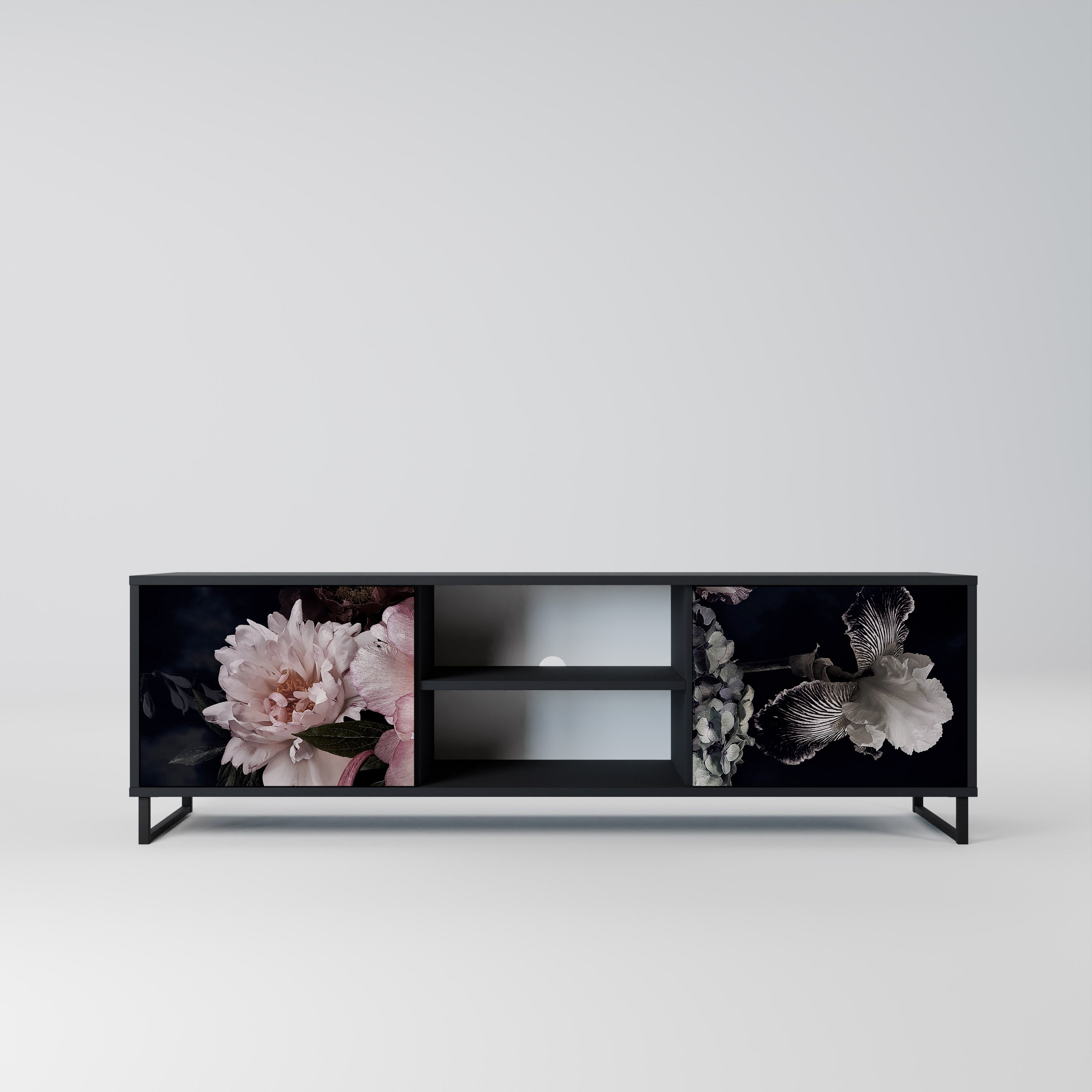 PURE BLOSSOM 2-dörrars TV-bänk i svart finish