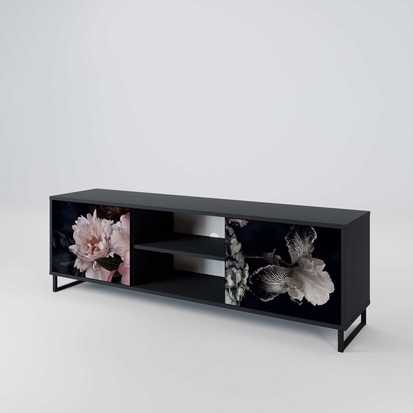 PURE BLOSSOM 2-dörrars TV-bänk i svart finish