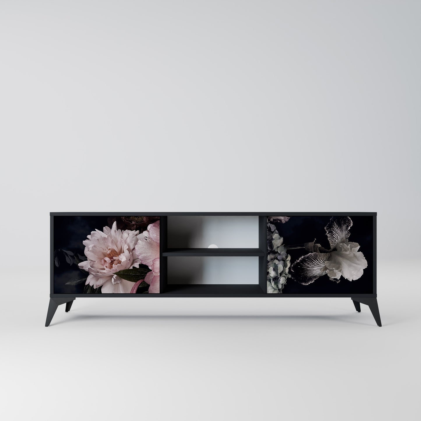 PURE BLOSSOM 2-dörrars TV-bänk i svart finish