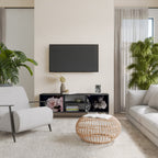 PURE BLOSSOM 2-Door TV Stand in Black Finish