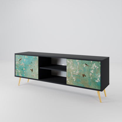BLOOMING CHARM 2-dörrars TV-bänk i svart finish