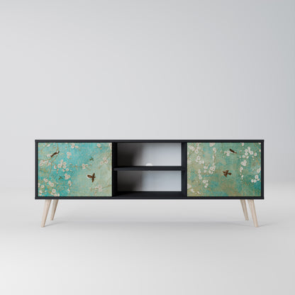 BLOOMING CHARM 2-dörrars TV-bänk i svart finish