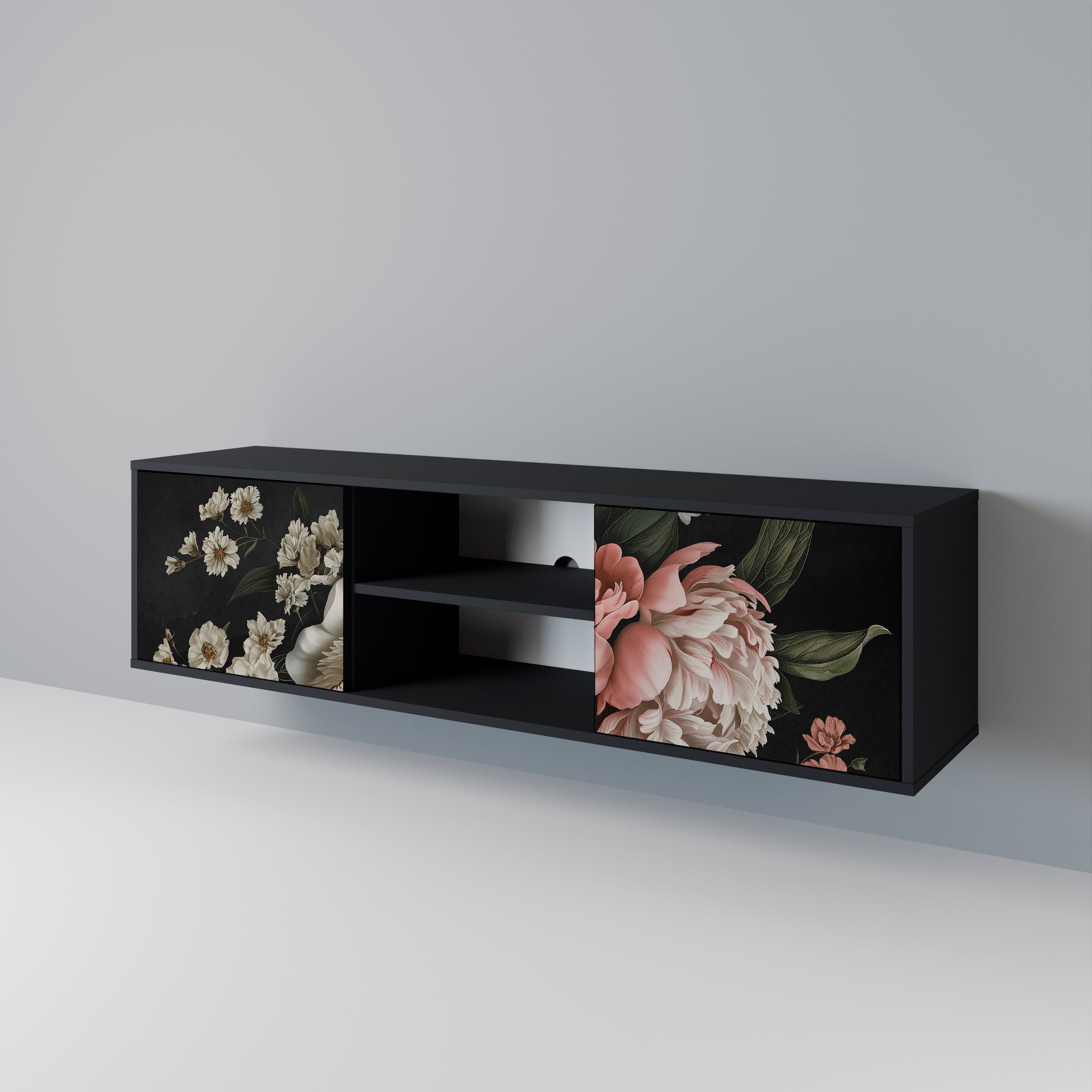 LUSH ELEGANCE 2-dörrars TV-bänk i svart finish