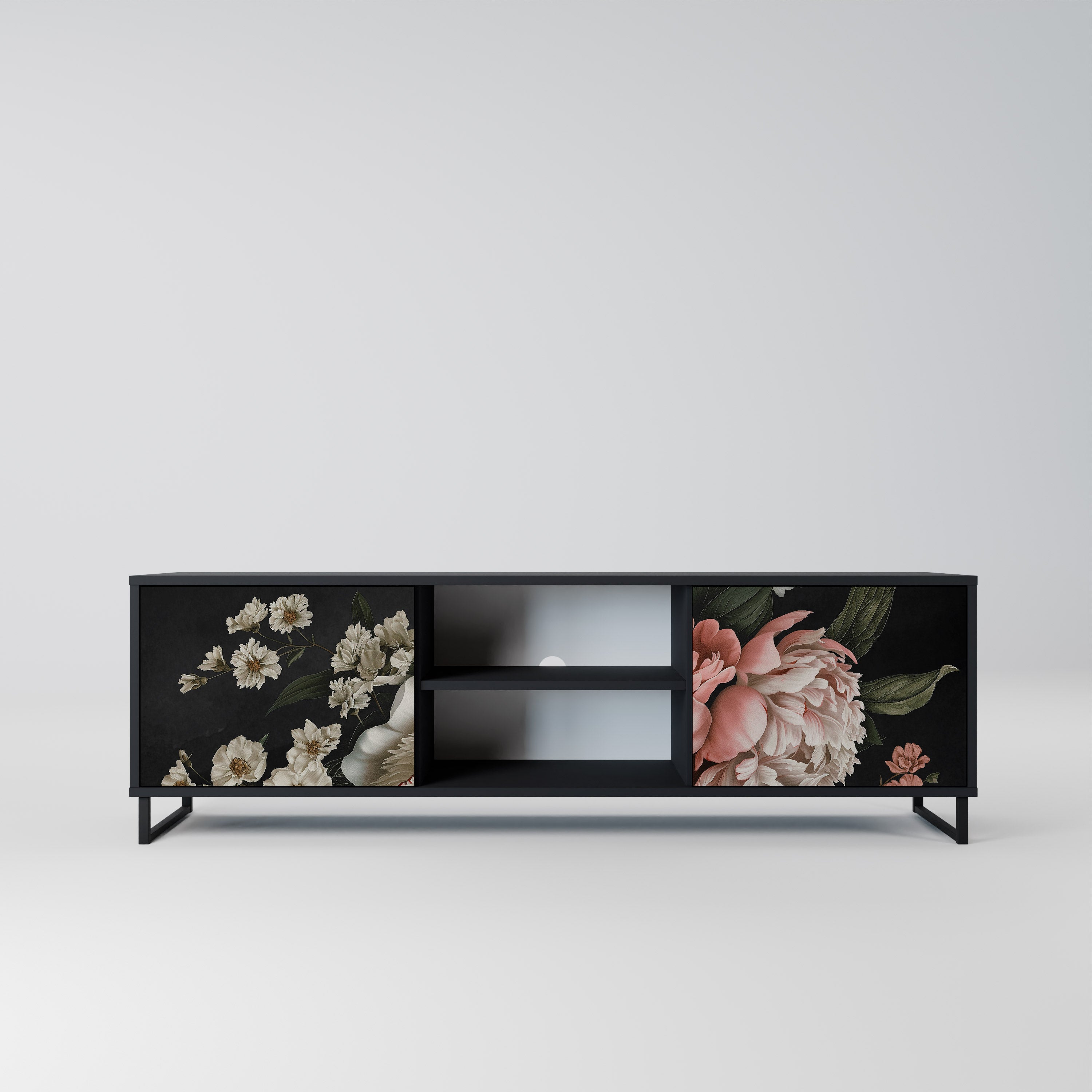LUSH ELEGANCE 2-dörrars TV-bänk i svart finish