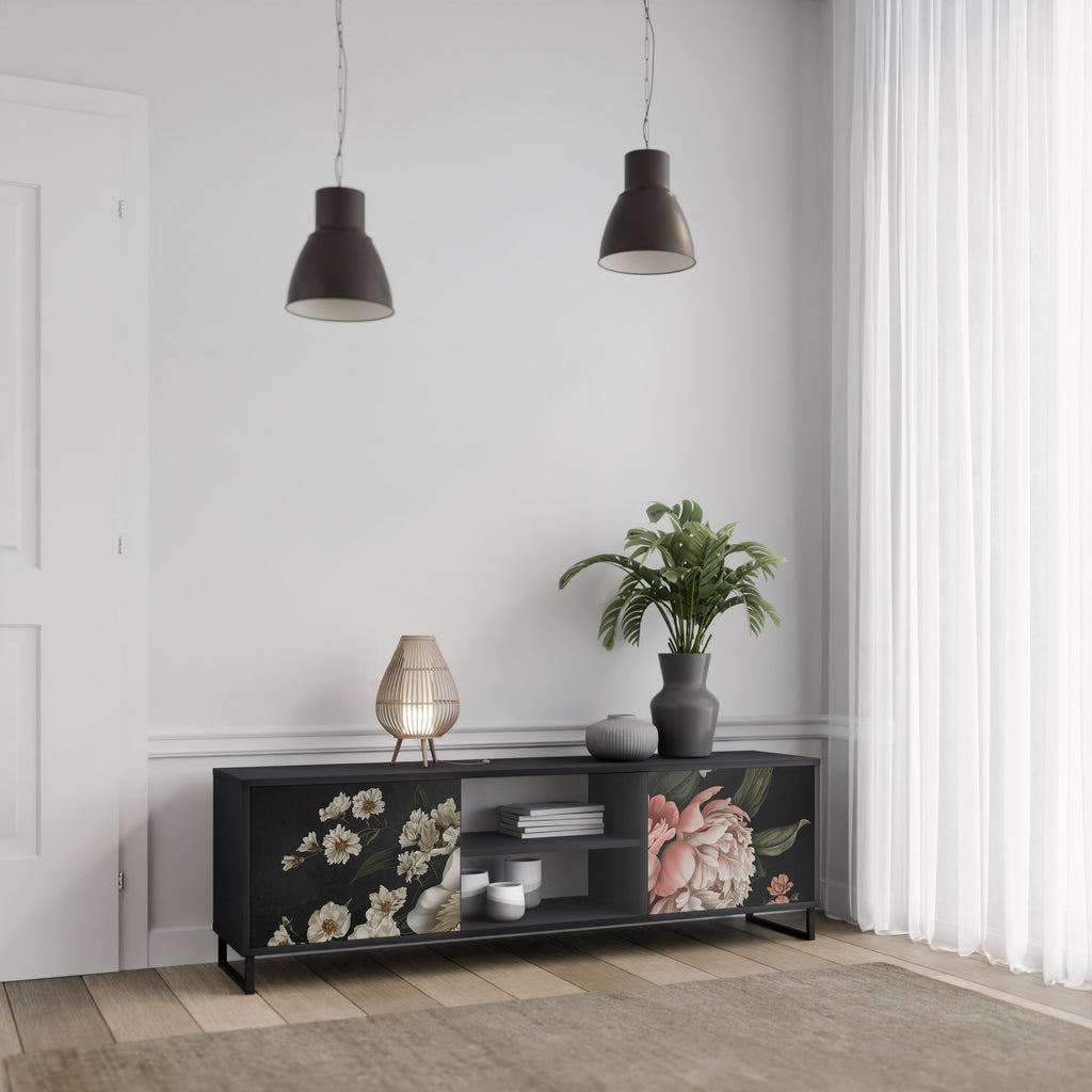 LUSH ELEGANCE 2-dörrars TV-bänk i svart finish