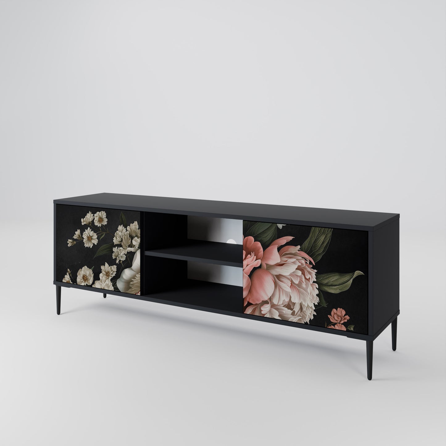 LUSH ELEGANCE 2-dörrars TV-bänk i svart finish