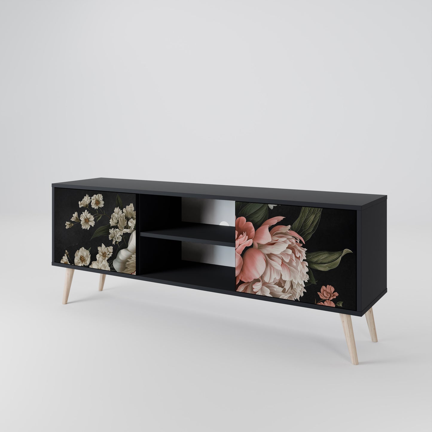 LUSH ELEGANCE 2-dörrars TV-bänk i svart finish