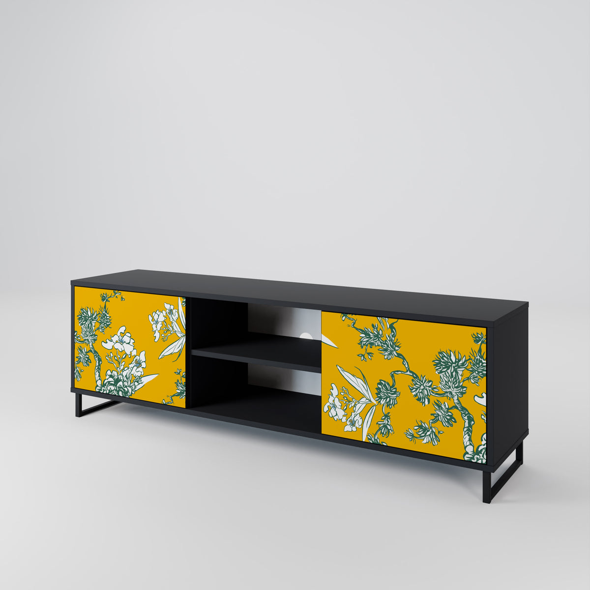 YELLOW CHINOISERIE TV-bänk med två dörrar