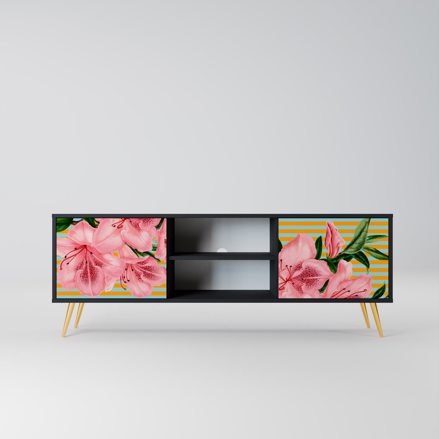 FRAGILE BEAUTY 2-dörrars TV-bänk i svart finish