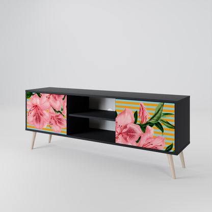 FRAGILE BEAUTY 2-dörrars TV-bänk i svart finish