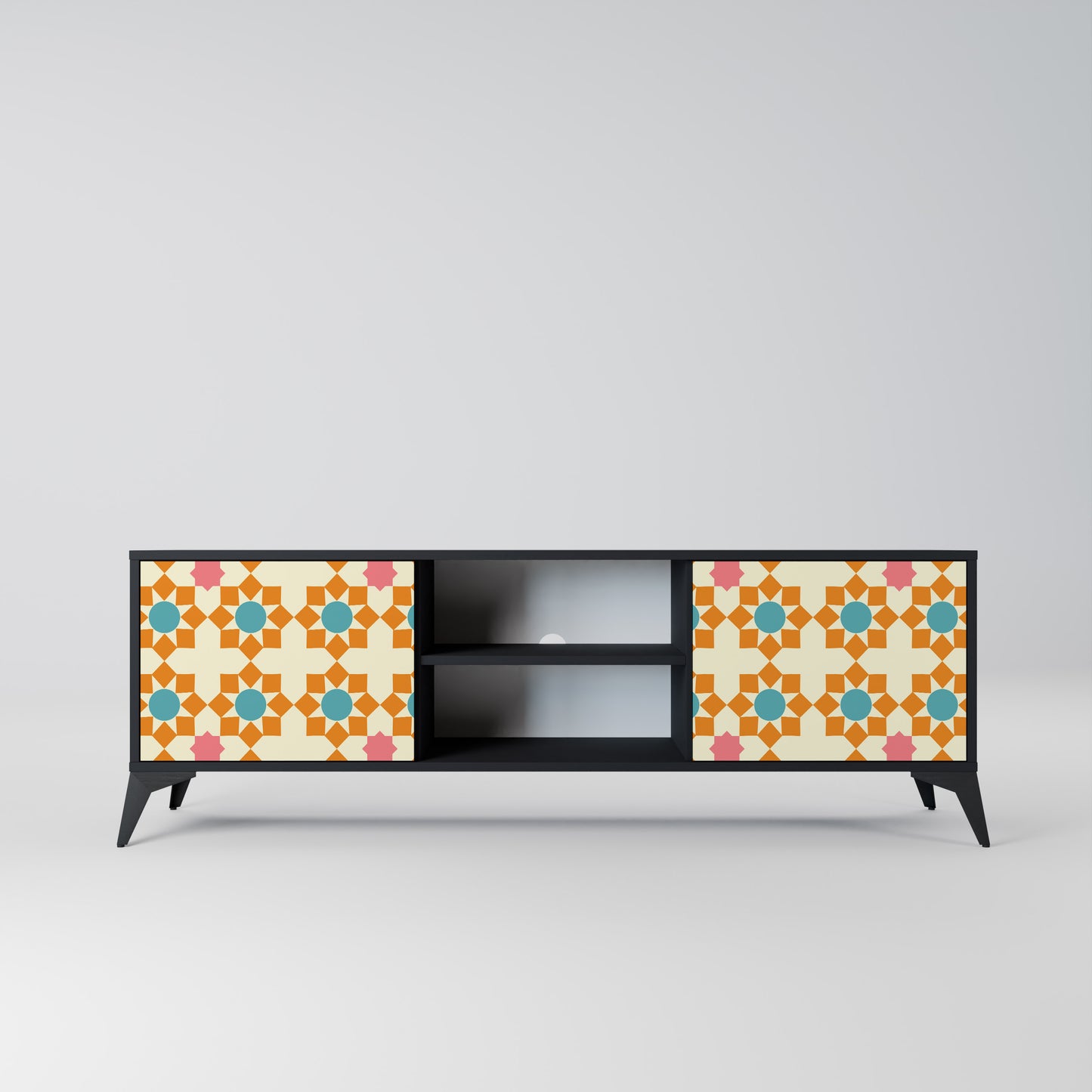 BLOMMAD DECOR 2-dörrars TV-bänk i svart finish