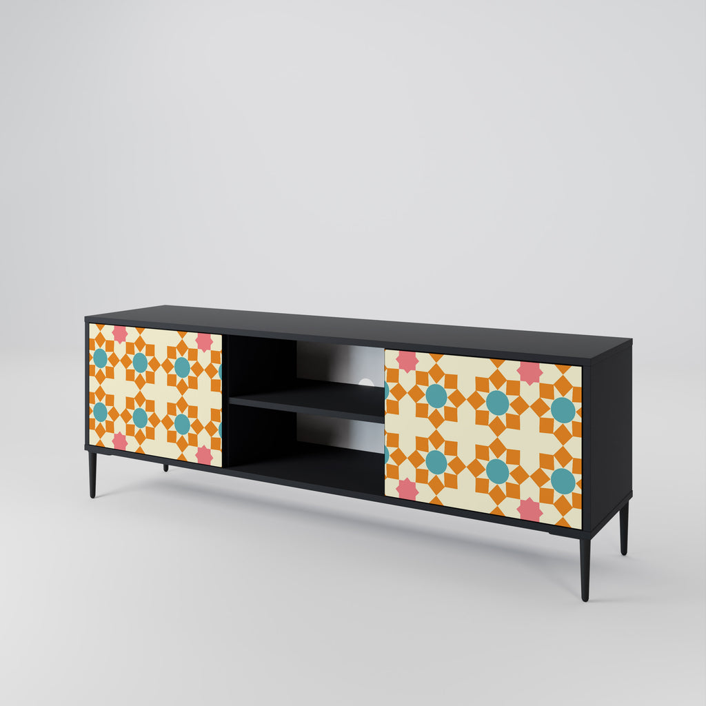BLOMMAD DECOR 2-dörrars TV-bänk i svart finish
