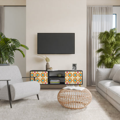 BLOMMAD DECOR 2-dörrars TV-bänk i svart finish