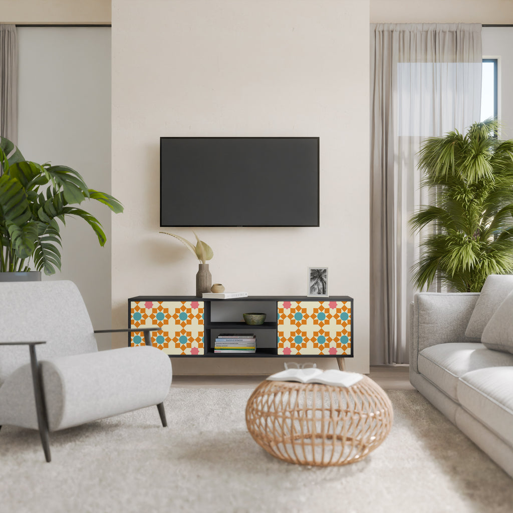 BLOMMAD DECOR 2-dörrars TV-bänk i svart finish