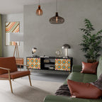 FLORAL DECOR 2-Door TV Stand in Black Finish