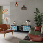 BLOOMY MORNING 2-Door TV Stand in Black Finish