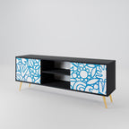 BLOOMY MORNING 2-Door TV Stand in Black Finish