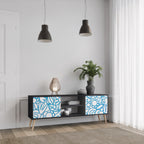 BLOOMY MORNING 2-Door TV Stand in Black Finish