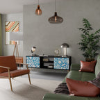 BLOOMY MORNING 2-Door TV Stand in Black Finish