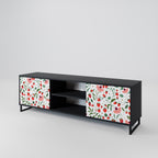 FLOWERS AND STRAWBERRIES 2-Door TV Stand in Black Finish