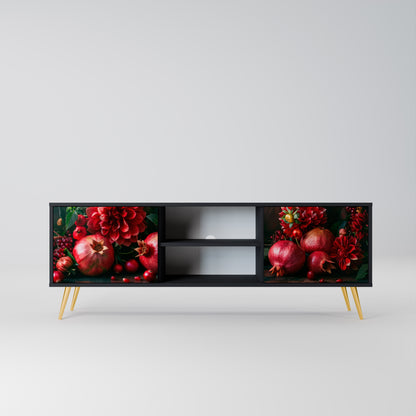 DAHLIAS OCH GRATÄPPEL 2-dörrars TV-bänk i svart finish
