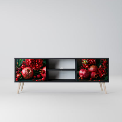 DAHLIAS OCH GRATÄPPEL 2-dörrars TV-bänk i svart finish