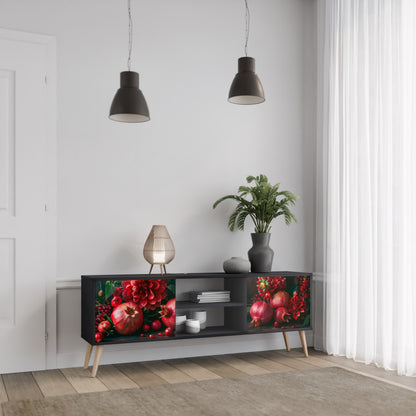 DAHLIAS OCH GRATÄPPEL 2-dörrars TV-bänk i svart finish