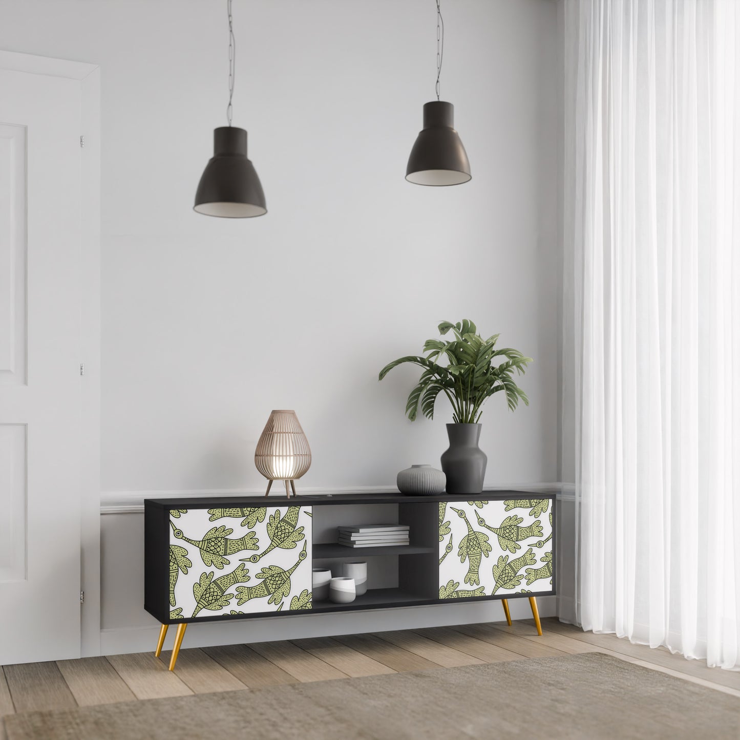SEEDLING SONGBIRD 2-dörrars TV-bänk i svart finish